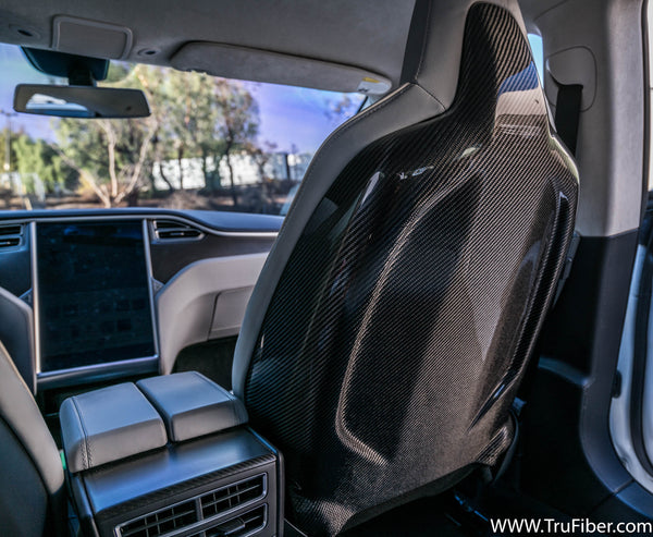 Elevate Your Tesla Model S & X with TRUFIBER's Carbon Fiber Seat Back Cover - TRUFIBER.COM