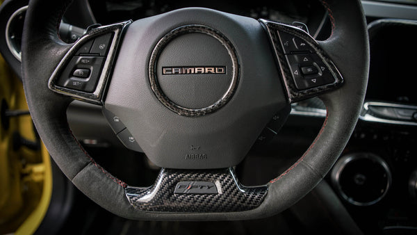 2016-2019 Camaro Carbon Fiber LG364 Steering Wheel Trim Covers - view 2