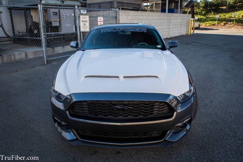 2015-2017 Mustang Fiberglass A53 Ram Air Hood - TRUFIBER.COM