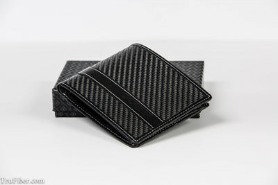 Matte Carbon Fiber & Leather Bi-Fold Wallet