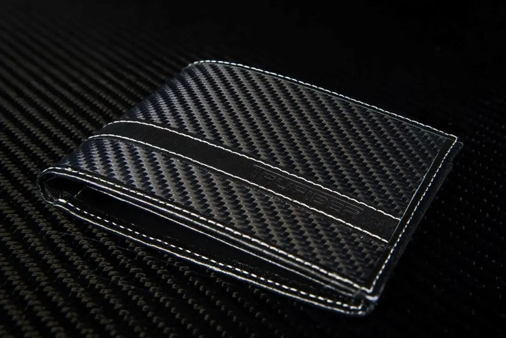 Clear Carbon Fiber & Leather Bi-Fold Wallet